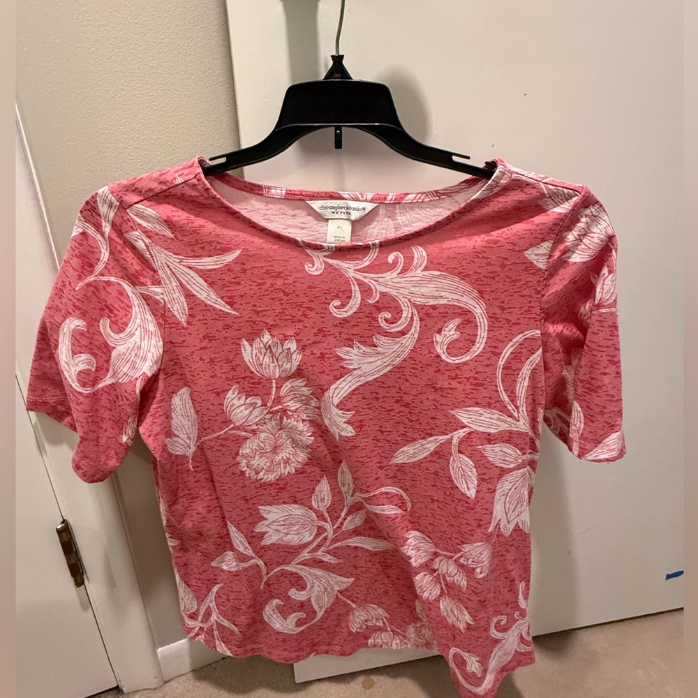 Christopher & Banks Pink Floral Short Sleeve Top
